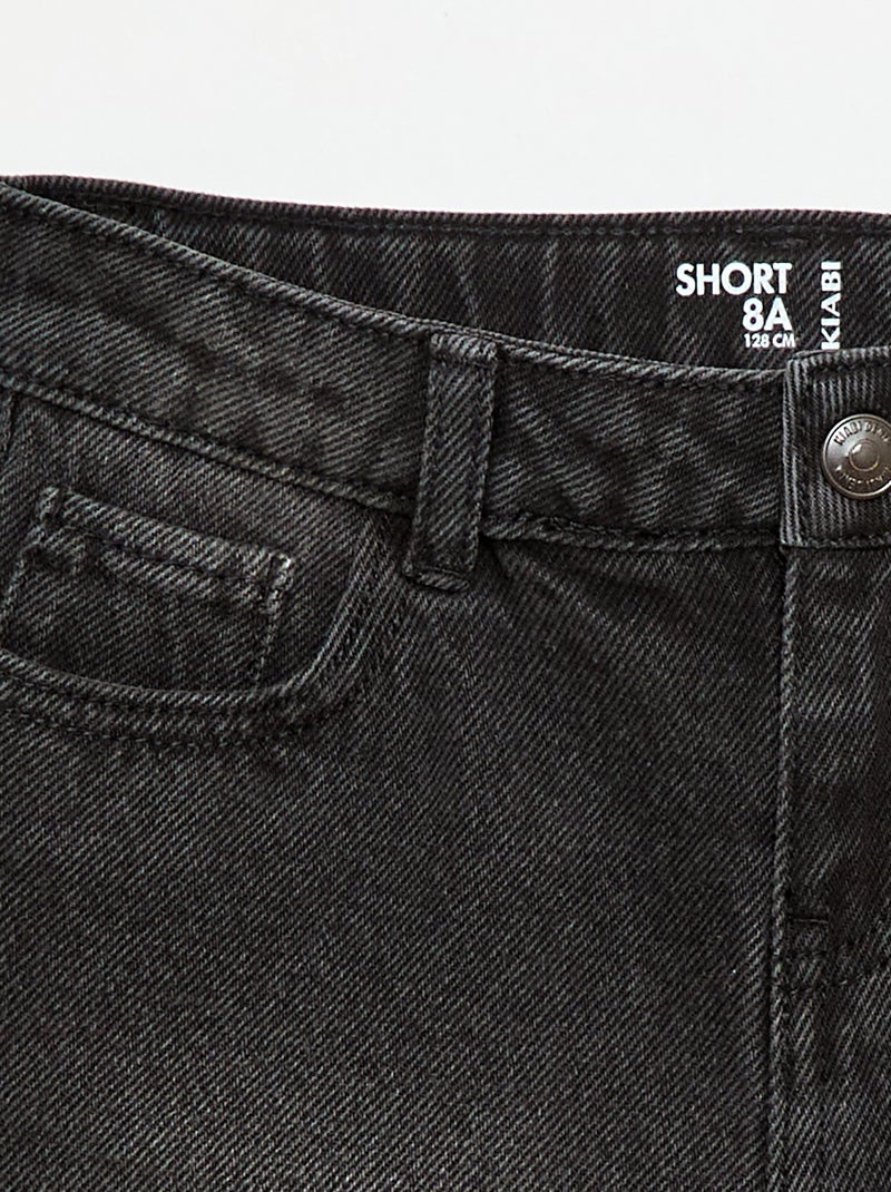 Pantalón corto vaquero de tiro alto Negro - Kiabi