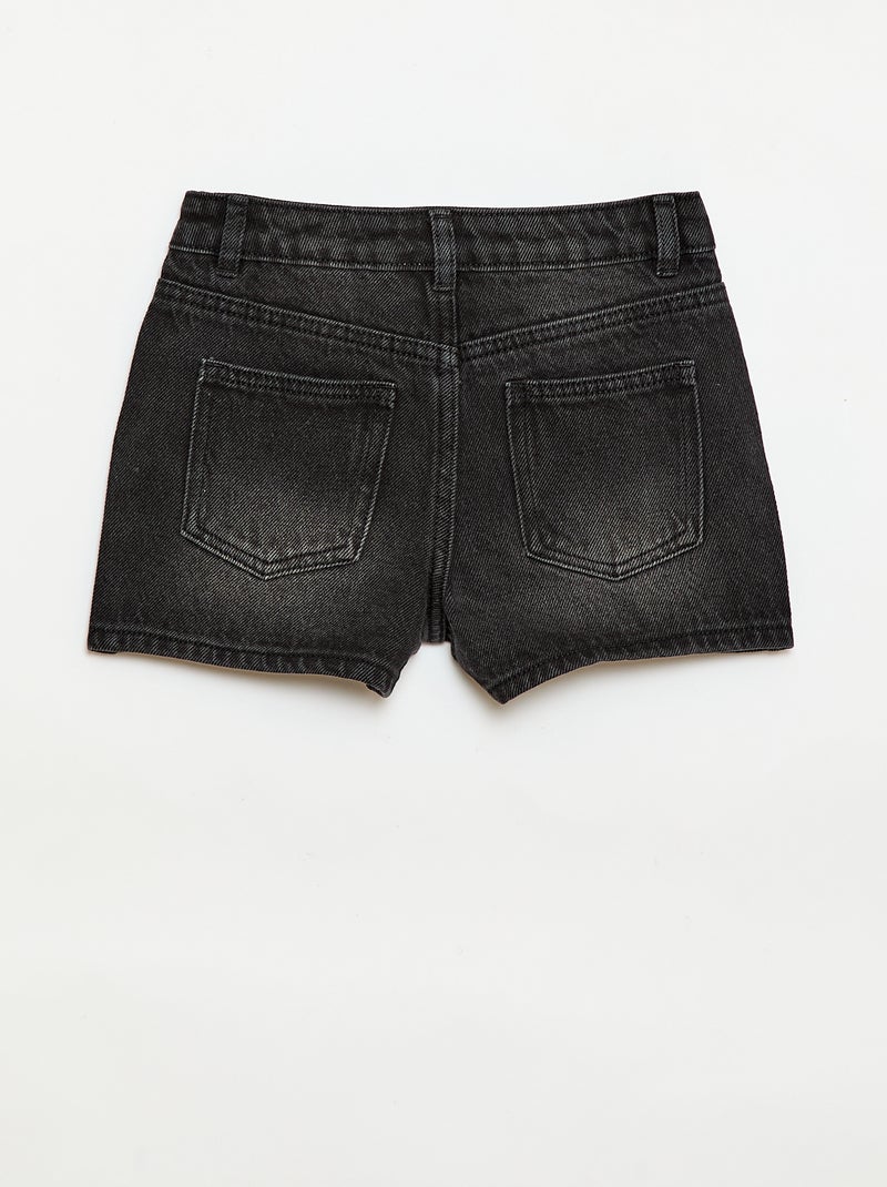 Pantalón corto vaquero de tiro alto Negro - Kiabi