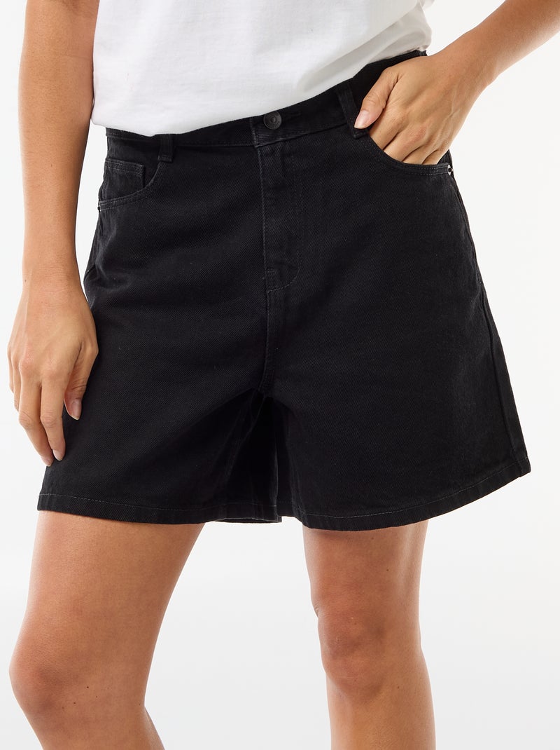 Pantalón corto vaquero de tiro alto Negro - Kiabi