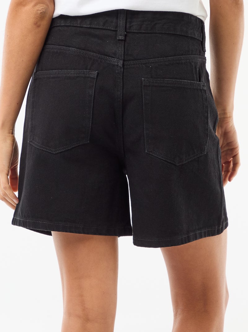 Pantalón corto vaquero de tiro alto Negro - Kiabi