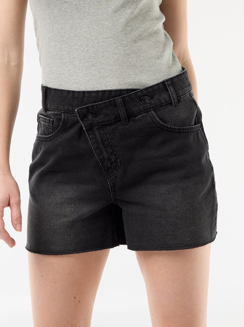 Pantalón corto vaquero de tiro alto Negro - Kiabi