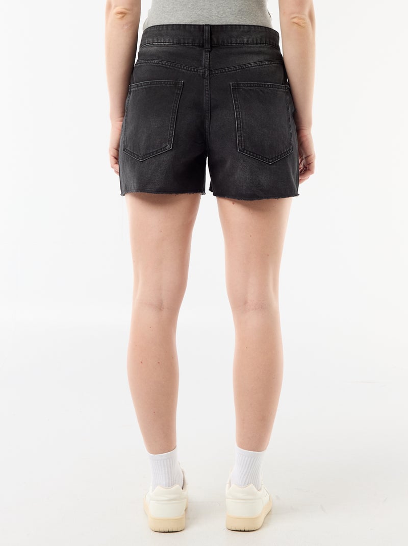 Pantalón corto vaquero de tiro alto Negro - Kiabi