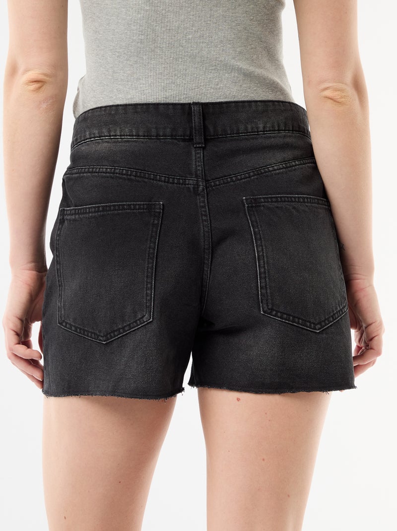 Pantalón corto vaquero de tiro alto Negro - Kiabi