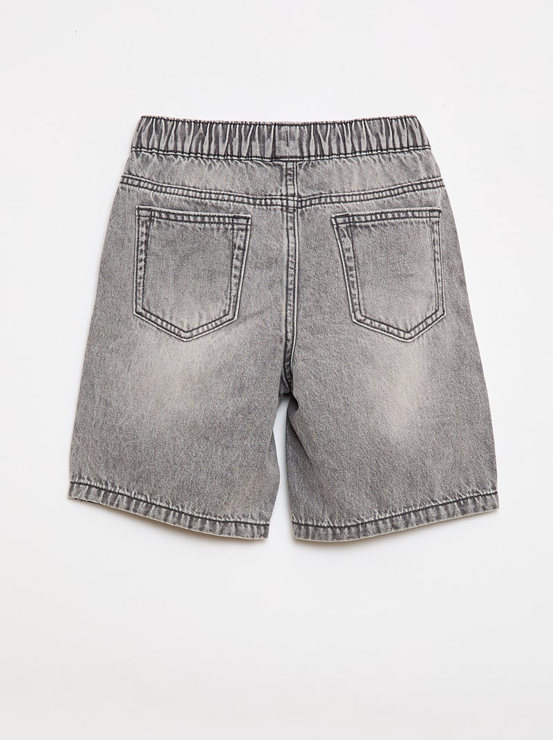 Pantalón corto vaquero elástico Gris - Kiabi