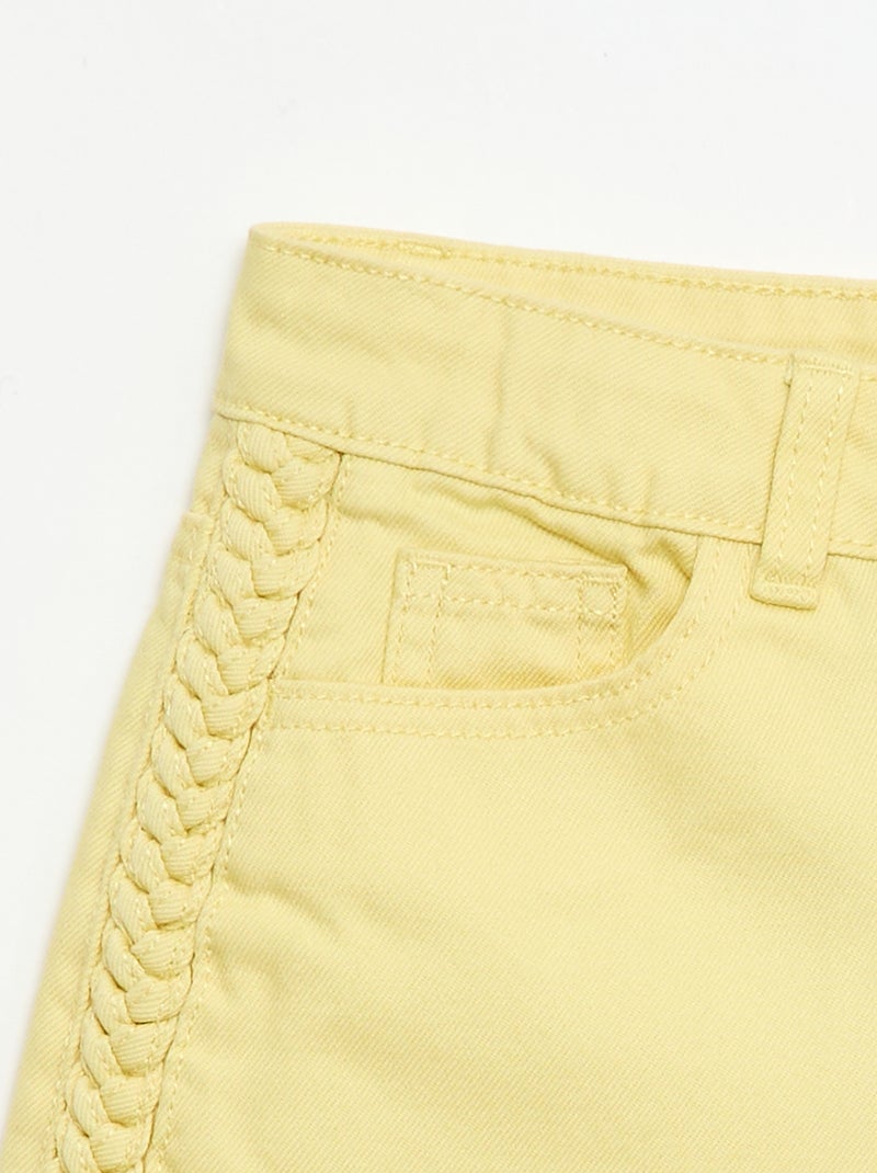 Pantalón corto vaquero liso con 5 bolsillos Amarillo - Kiabi