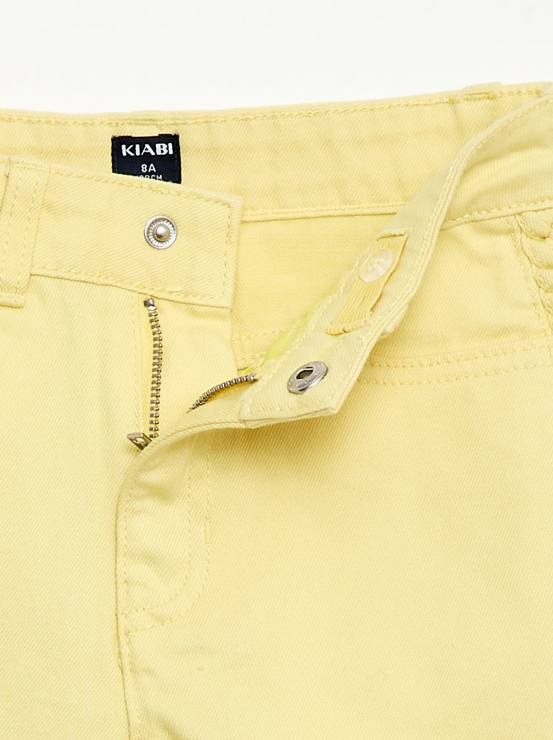 Pantalón corto vaquero liso con 5 bolsillos Amarillo - Kiabi