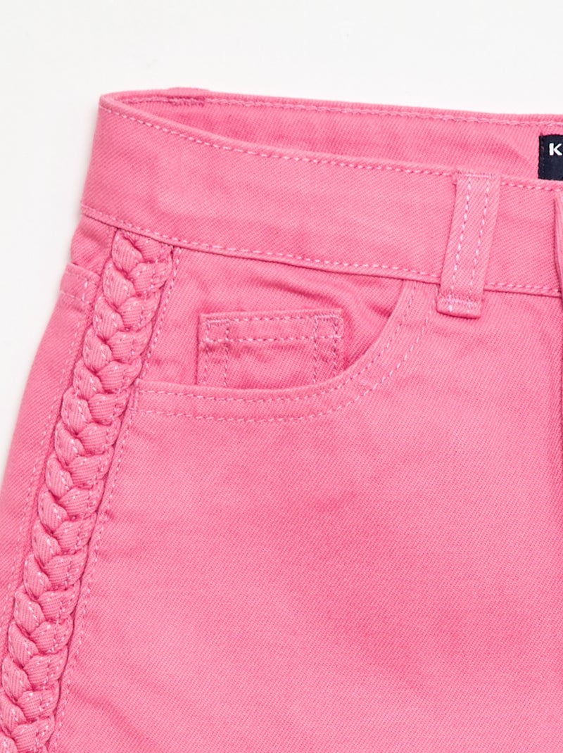 Pantalón corto vaquero liso con 5 bolsillos Rosa - Kiabi