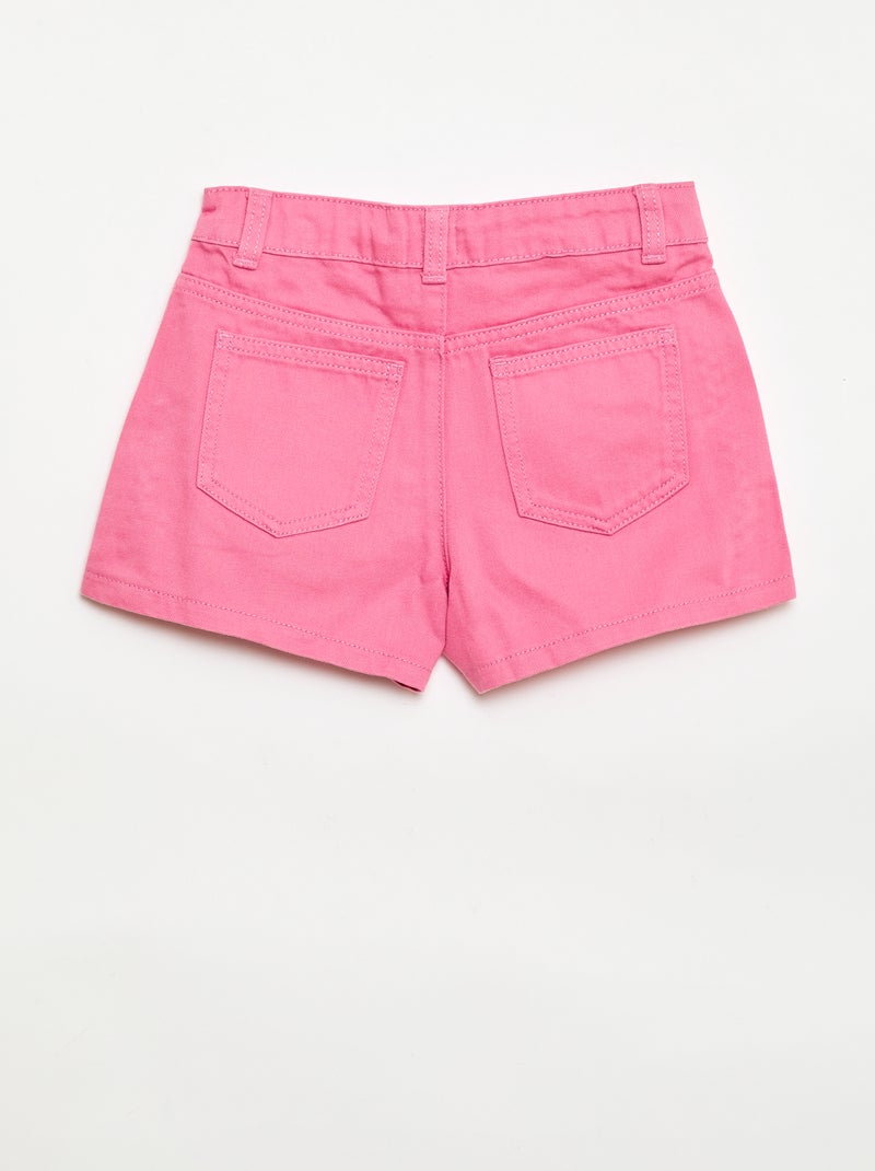 Pantalón corto vaquero liso con 5 bolsillos Rosa - Kiabi