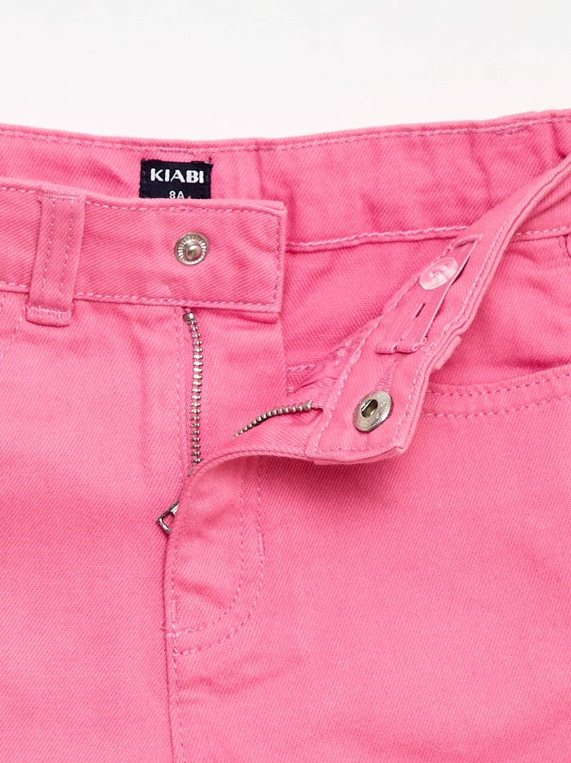 Pantalón corto vaquero liso con 5 bolsillos Rosa - Kiabi