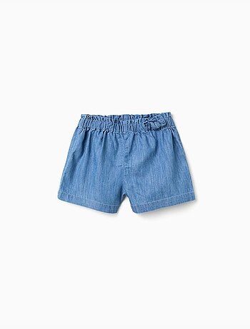 Pantalón corto vaquero paperbag con nudo decorativo