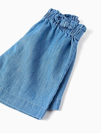 Pantalón corto vaquero paperbag con nudo decorativo