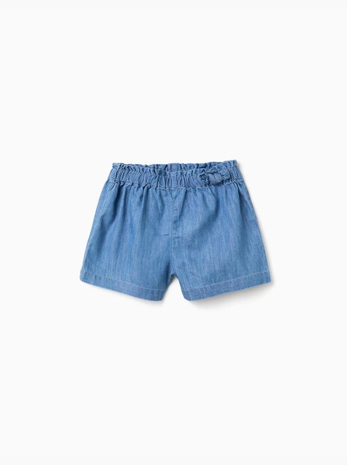 Pantalón corto vaquero paperbag con nudo decorativo - Kiabi