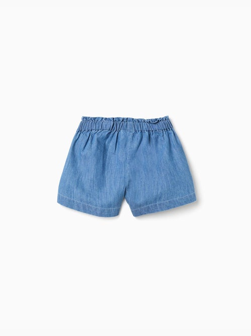 Pantalón corto vaquero paperbag con nudo decorativo - Kiabi