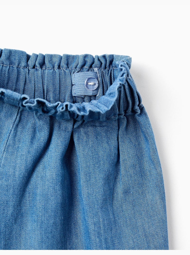 Pantalón corto vaquero paperbag con nudo decorativo Azul claro - Kiabi
