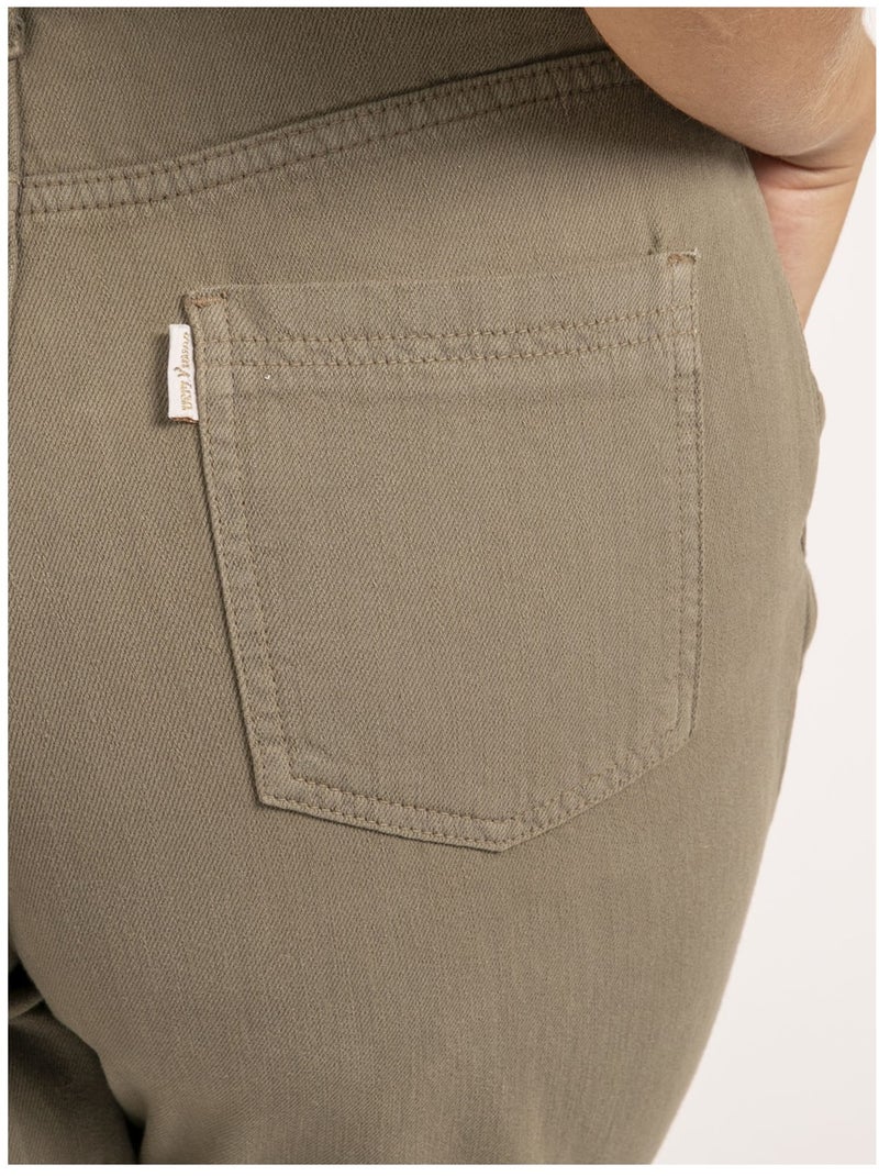Pantalón coupe mom EZEL Caqui - Kiabi