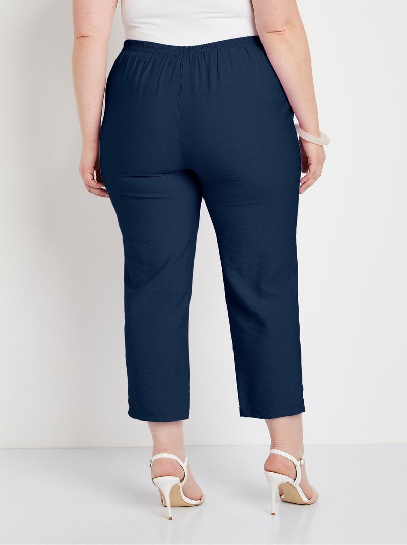 Pantalón cropped ancho cintura semielástica - Afibel Azul marino - Kiabi