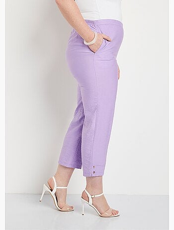 Pantalón cropped ancho cintura semielástica - Afibel