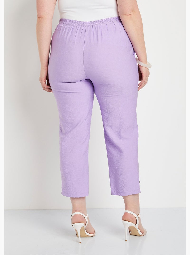 Pantalón cropped ancho cintura semielástica - Afibel Malva chiaro - Kiabi