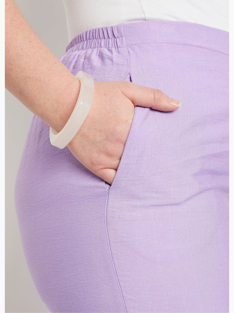 Pantalón cropped ancho cintura semielástica - Afibel Malva chiaro - Kiabi