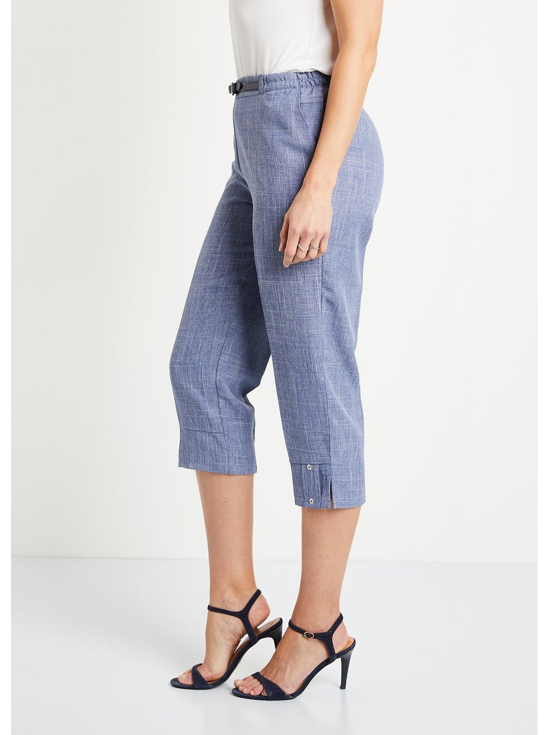 Pantalón cropped con cinturilla semielástica - Afibel Azul - Kiabi