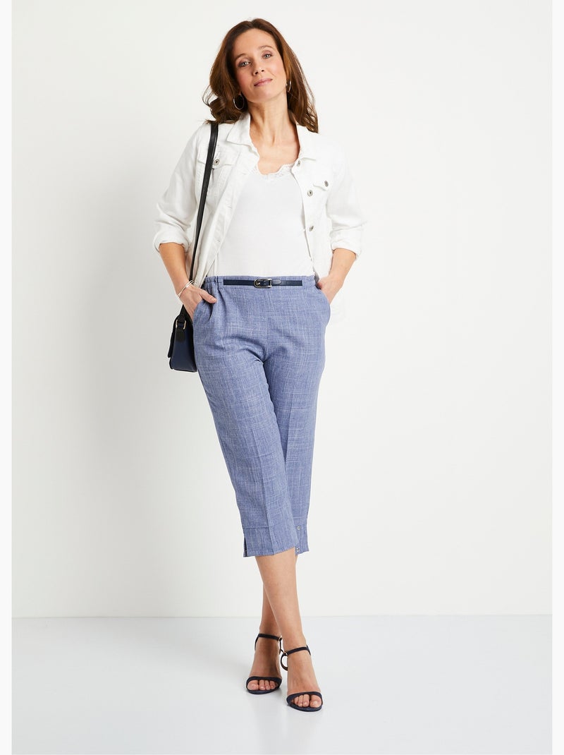 Pantalón cropped con cinturilla semielástica - Afibel Azul - Kiabi