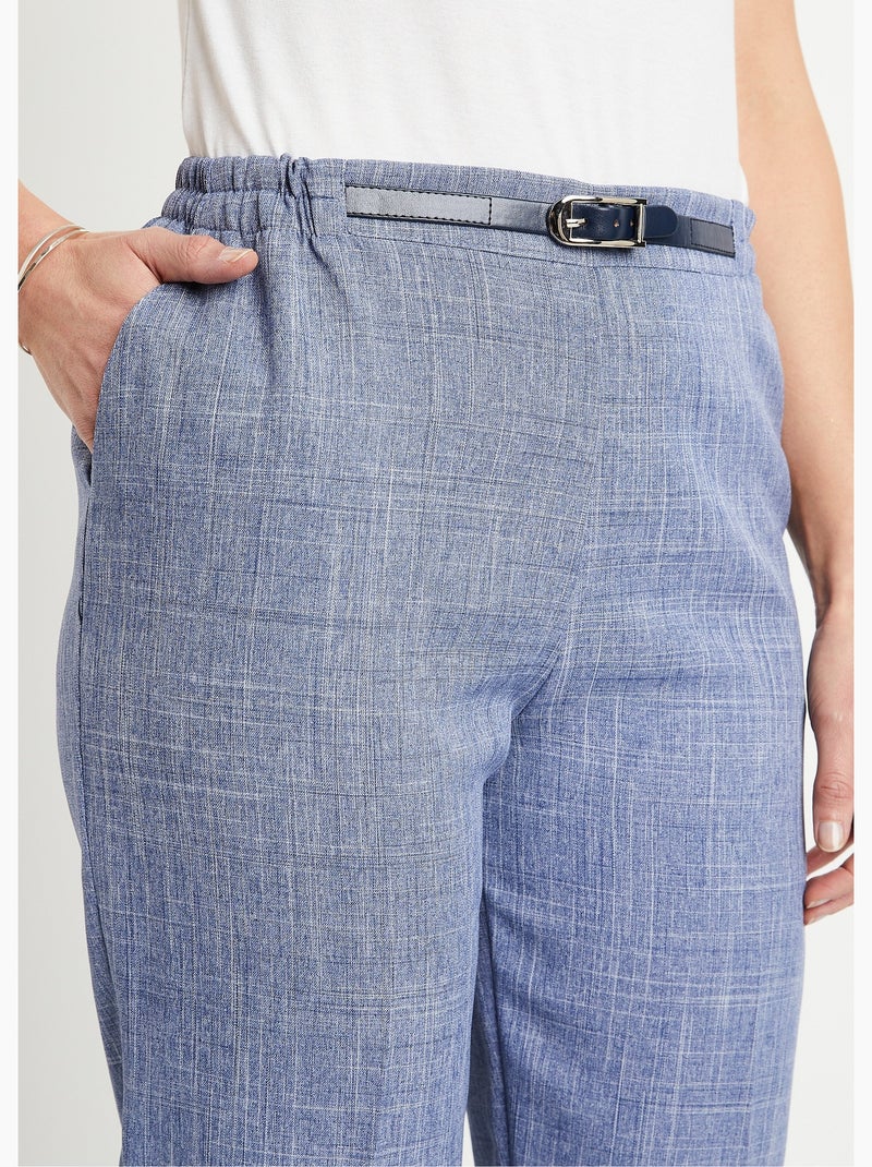 Pantalón cropped con cinturilla semielástica - Afibel Azul - Kiabi