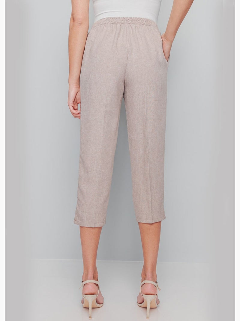 Pantalón cropped con cinturilla semielástica - Afibel Beige - Kiabi