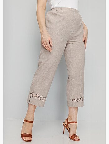 Pantalón cropped con cinturón elástico calado - Afibel