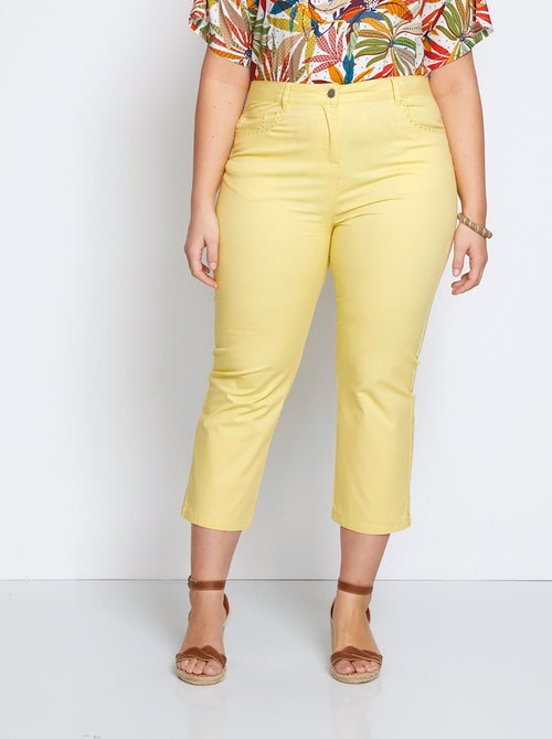 Pantalón cropped con cinturón elástico y 5 bolsillos - Afibel - Kiabi