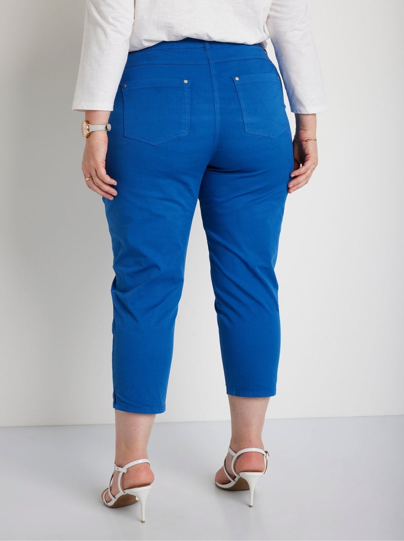Pantalón cropped con cinturón elástico y 5 bolsillos - Afibel Azul - Kiabi