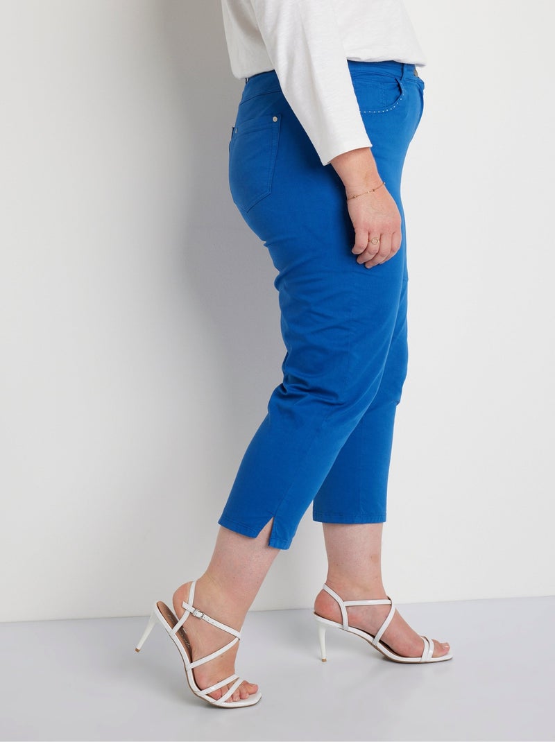 Pantalón cropped con cinturón elástico y 5 bolsillos - Afibel Azul - Kiabi