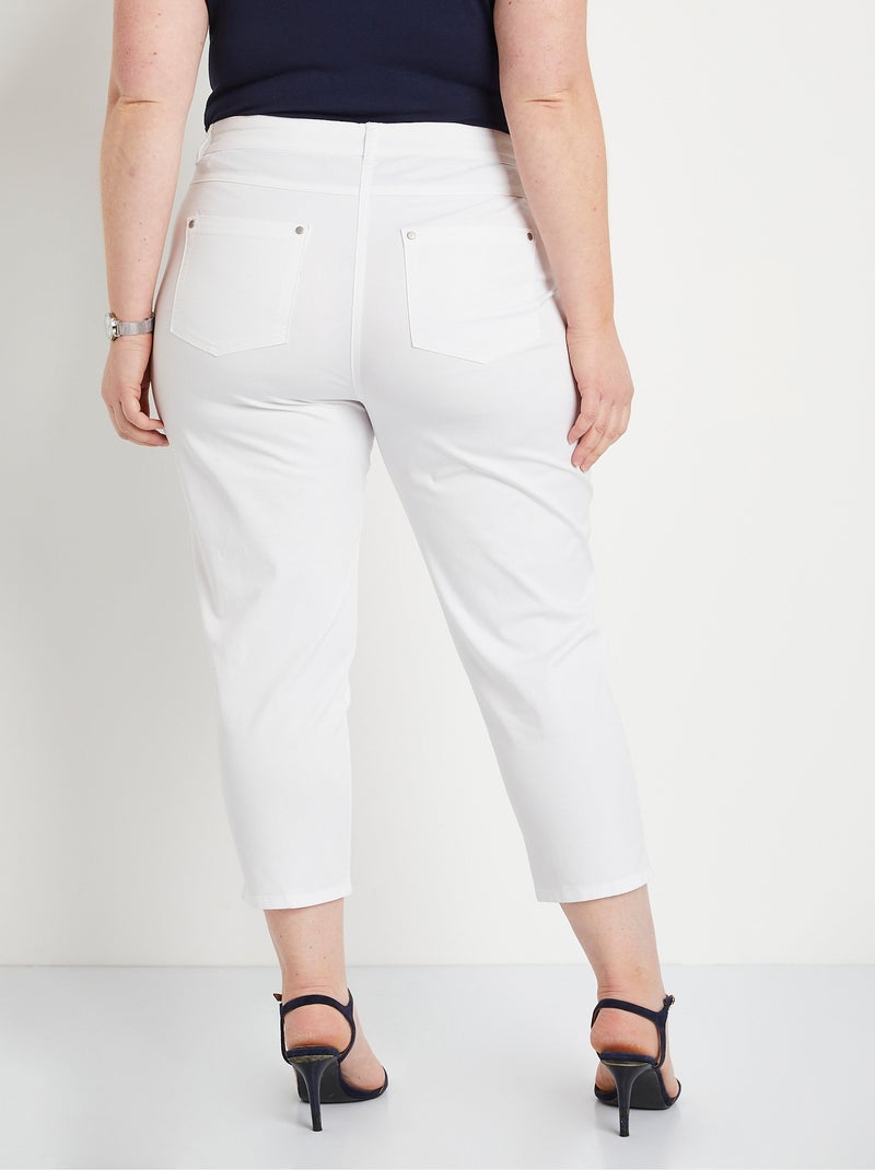 Pantalón cropped con cinturón elástico y 5 bolsillos - Afibel Blanco - Kiabi