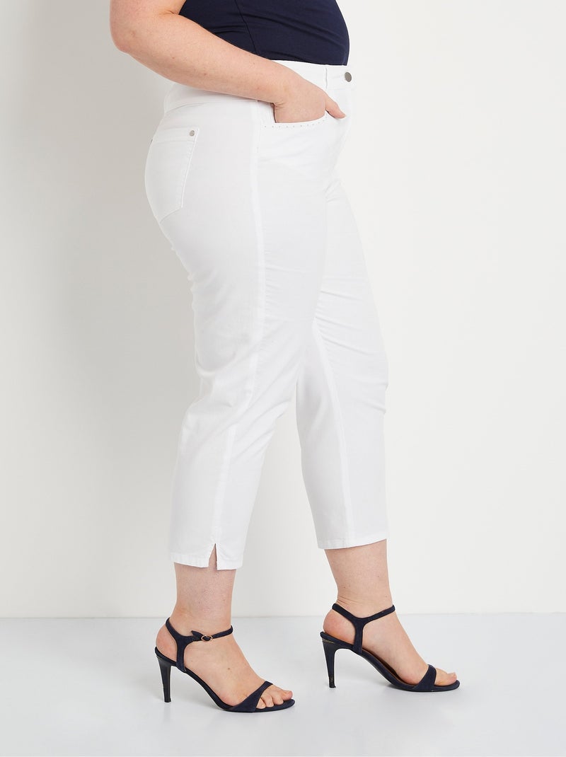 Pantalón cropped con cinturón elástico y 5 bolsillos - Afibel Blanco - Kiabi