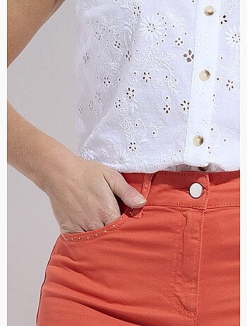 Pantalón cropped con cinturón elástico y 5 bolsillos - Afibel