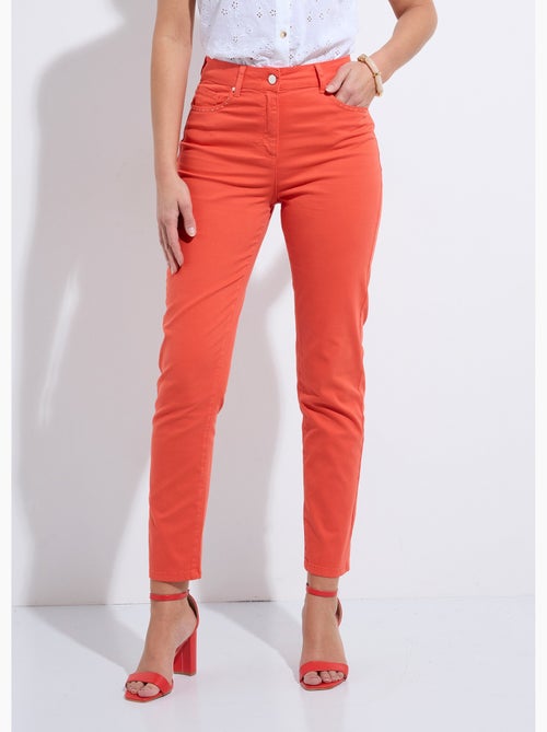 Pantalón cropped con cinturón elástico y 5 bolsillos - Afibel - Kiabi