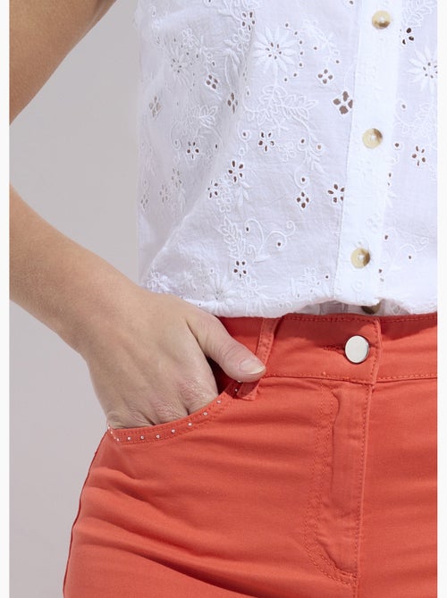Pantalón cropped con cinturón elástico y 5 bolsillos - Afibel - Kiabi