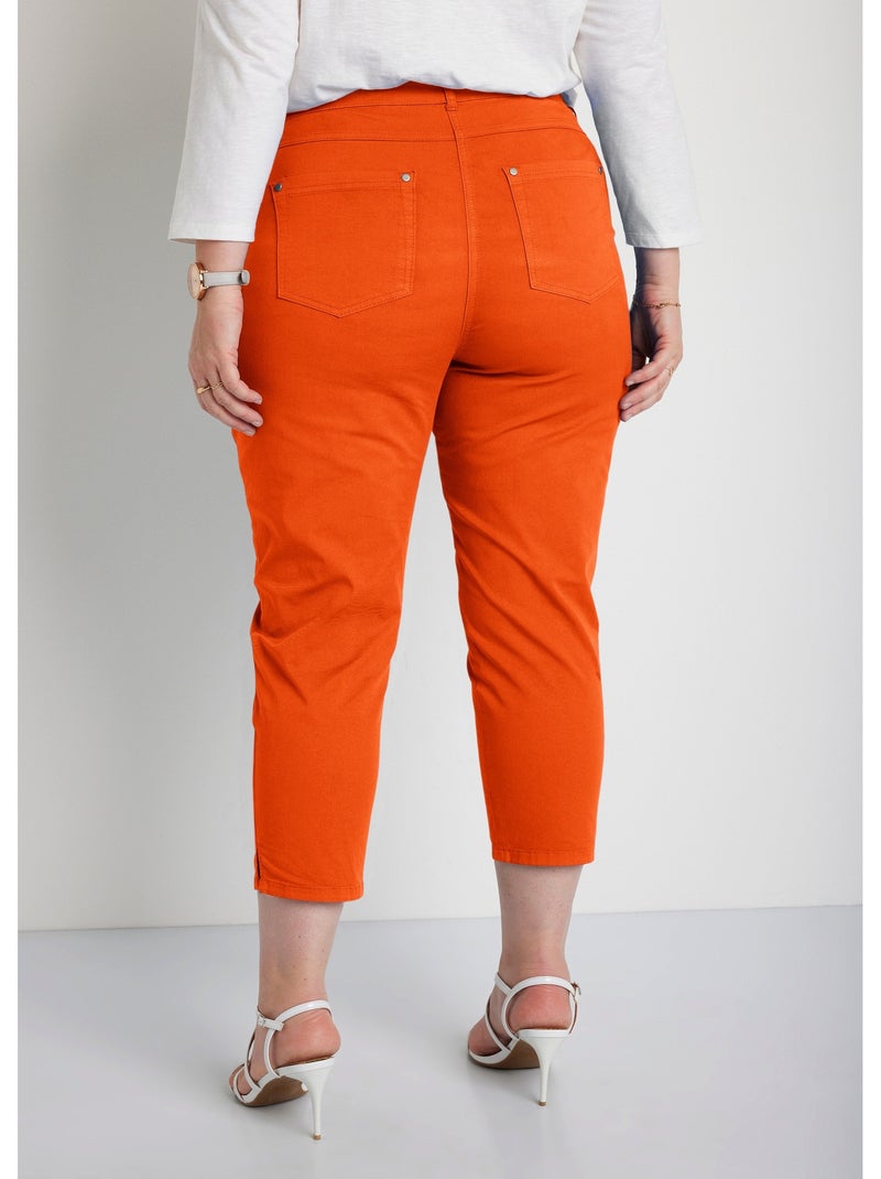 Pantalón cropped con cinturón elástico y 5 bolsillos - Afibel Naranja - Kiabi