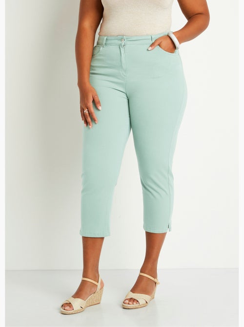 Pantalón cropped con cinturón elástico y 5 bolsillos - Afibel - Kiabi