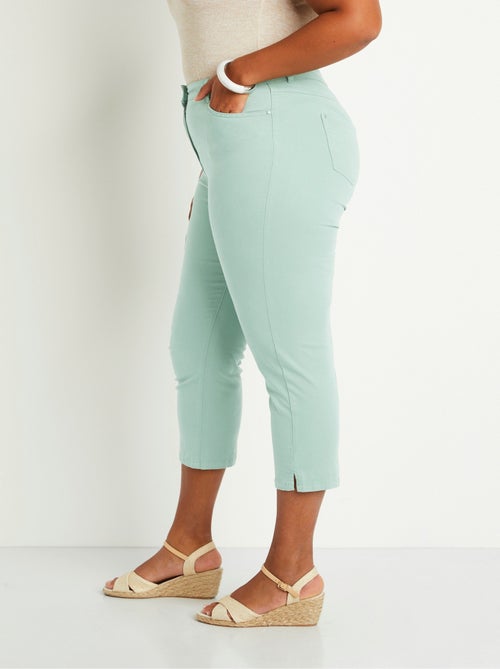 Pantalón cropped con cinturón elástico y 5 bolsillos - Afibel - Kiabi