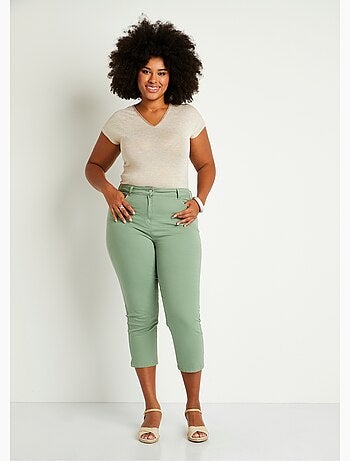 Pantalón cropped con cinturón elástico y 5 bolsillos - Afibel