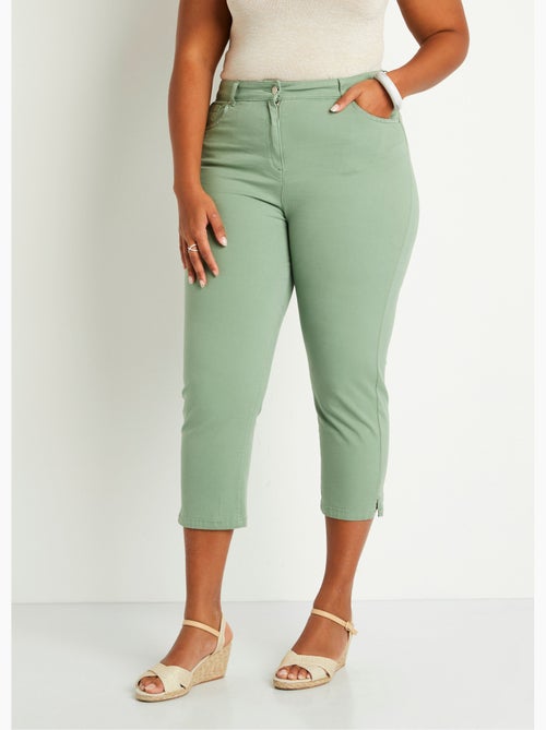 Pantalón cropped con cinturón elástico y 5 bolsillos - Afibel - Kiabi