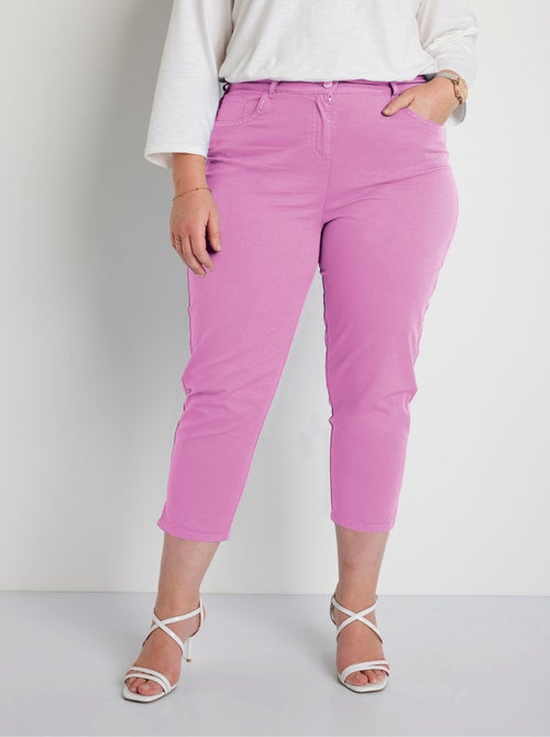 Pantalón cropped con cinturón elástico y 5 bolsillos - Kiabi