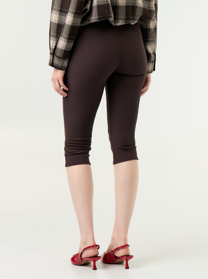 Pantalón cropped de punto elástico Marron - Kiabi