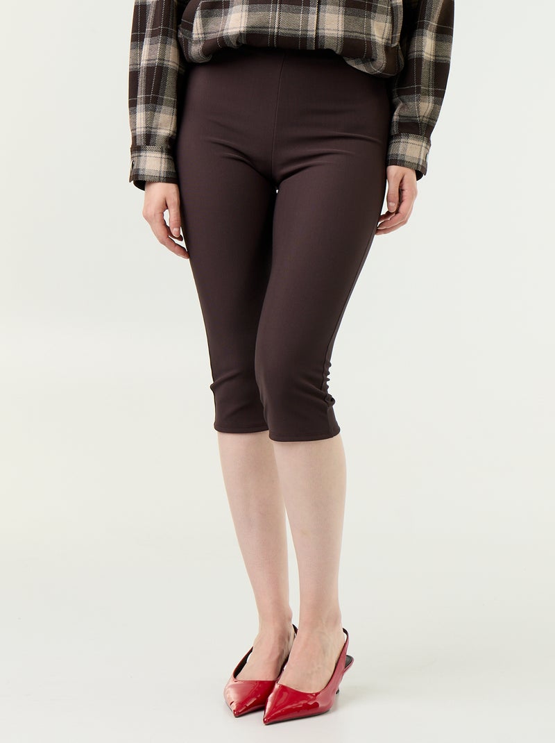 Pantalón cropped de punto elástico Marron - Kiabi
