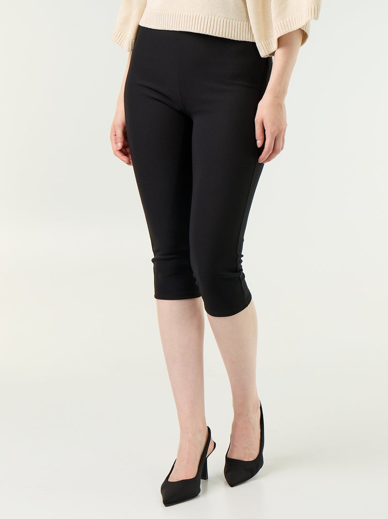 Pantalón cropped de punto elástico Negro - Kiabi