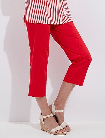 Pantalón cropped de raso con cintura semielástica - Afibel