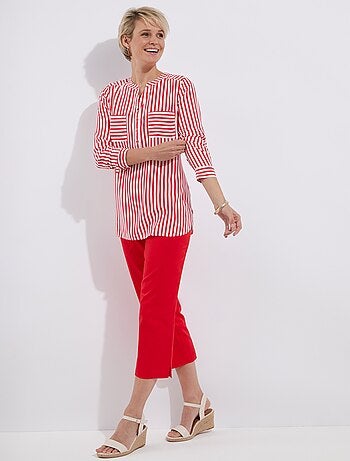 Pantalón cropped de raso con cintura semielástica - Afibel