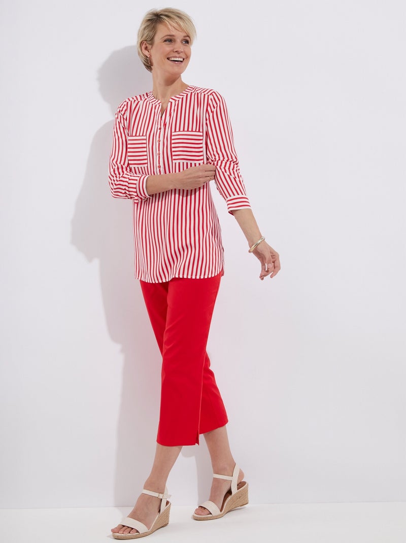 Pantalón cropped de raso con cintura semielástica - Afibel Rojo - Kiabi