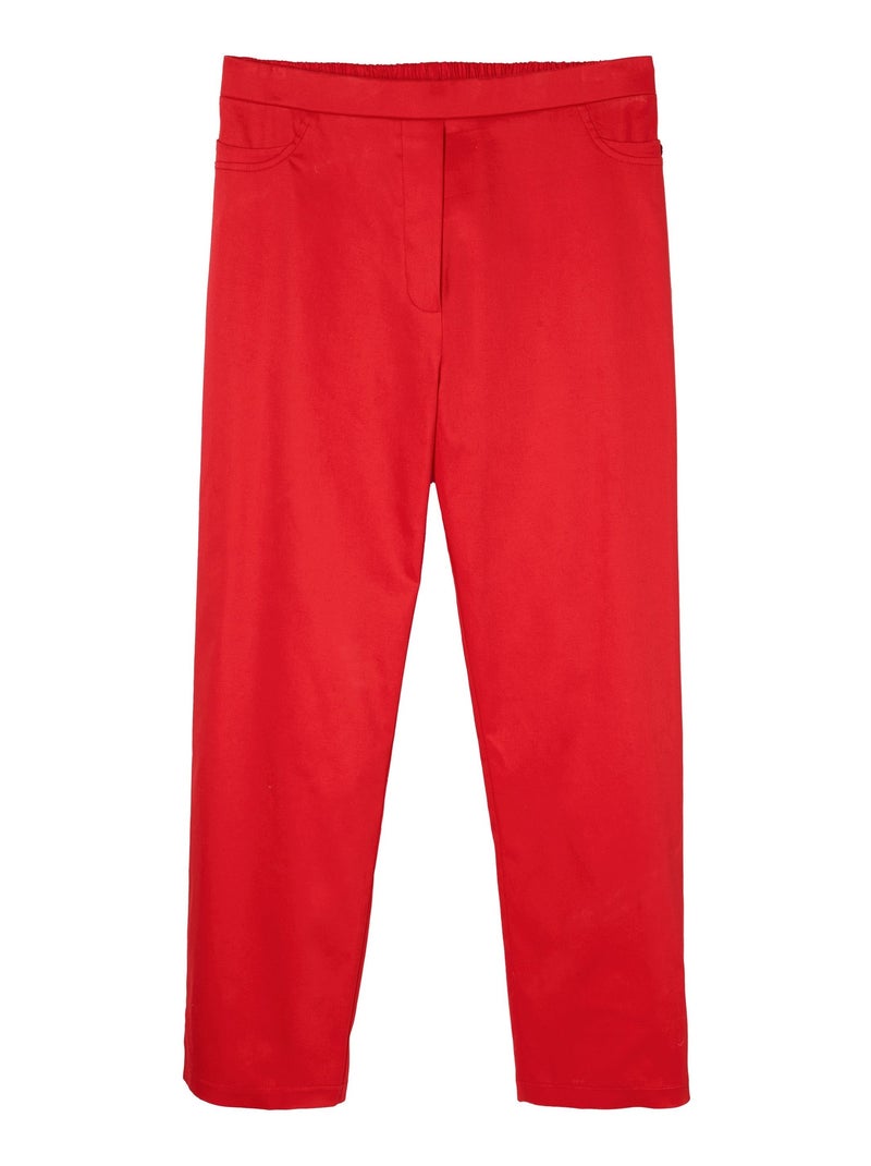 Pantalón cropped de raso con cintura semielástica - Afibel Rojo - Kiabi