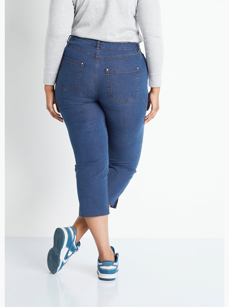 Pantalón cropped denim elástico - Afibel Azul - Kiabi